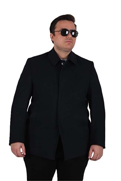 Starbattal Men's Plus Size Cashmere Coat 103008 Navy Blue