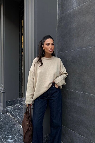 Auroveen Basic Oversized Crew Neck Knitwear Sweater Av3941