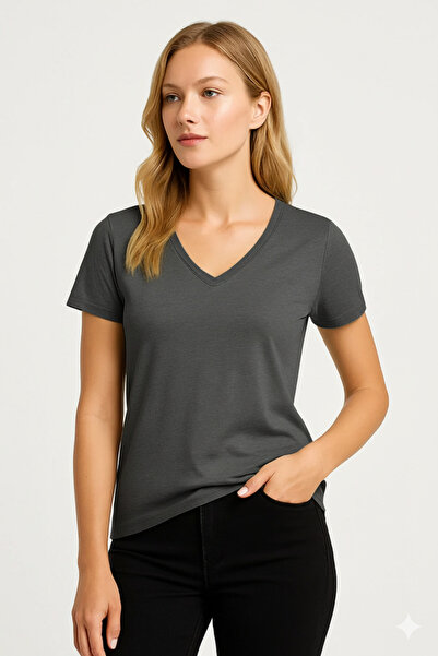 PROLET Tricou pentru femei cu decolteu în V basic – Limited Color Drop