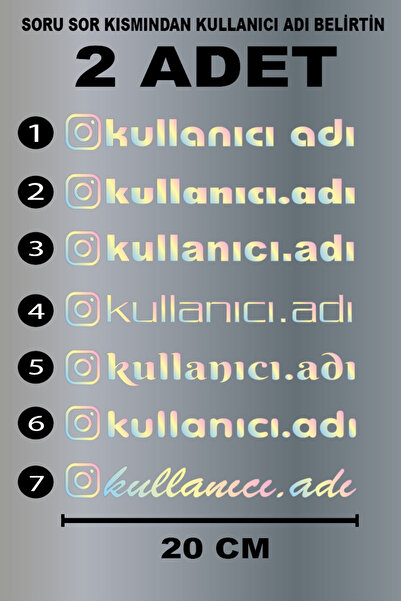 Yalıgraf Reklam Tabela İnstagram Sticker - İnstagram Kullanıcı Adı Araba Oto Sticker & Motor Sticker 2 Adet - 20 cm