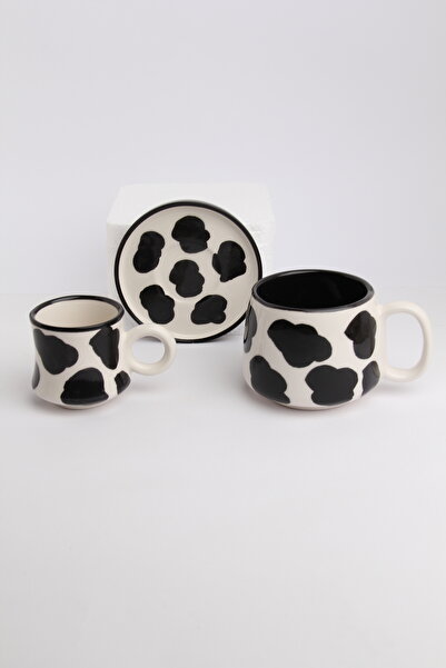 Gezdikçe Bilelim Dear Myself Series Cow Pattern, Handmade Ceramic and Mug Set, Mug, Hand Made