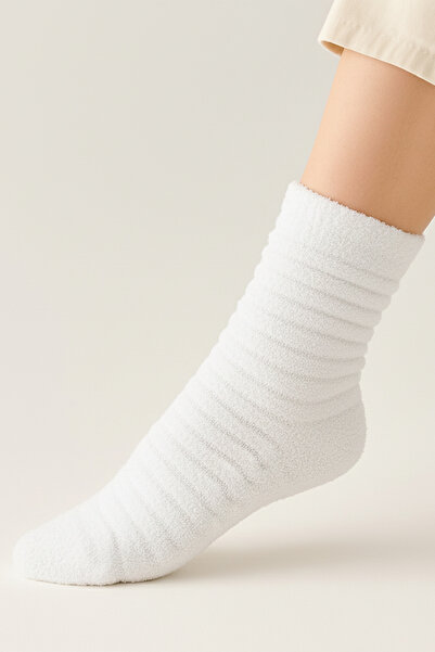 HRN Textile Winter 24-Piece Women's Striped Embossed Reverse Towel Long Socks Set