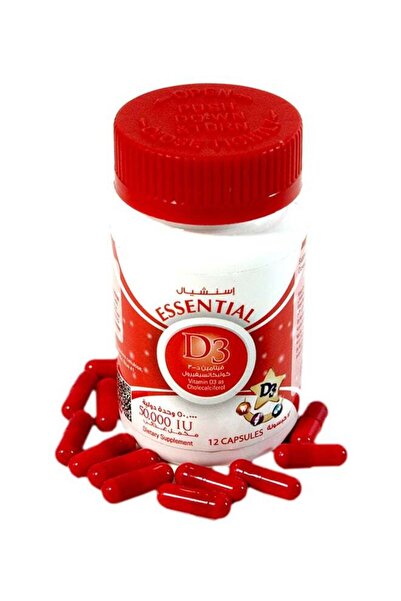 ESSENTİAL مكمل غذائي فيتامين د3 بتركيز 5000 وحدة دولية - 12 كبسولة
