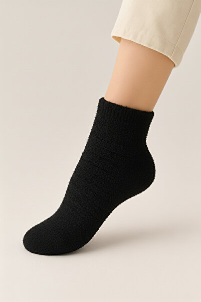 HRN Textile Winter 6-Piece Women's Striped Embossed Reverse Towel Short Socks Set