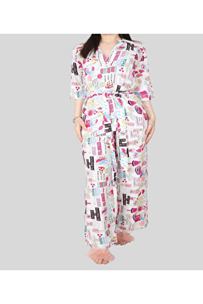 MQ Women's soft pajama set with colorful graphic print