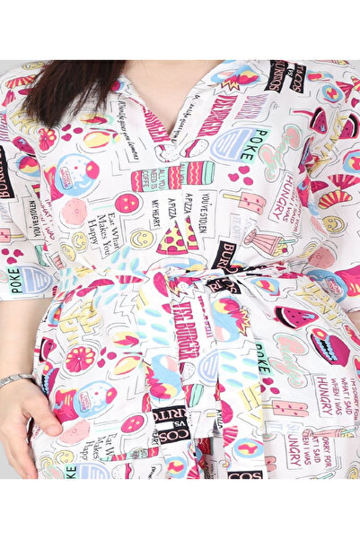 MQ Women's soft pajama set with colorful graphic print