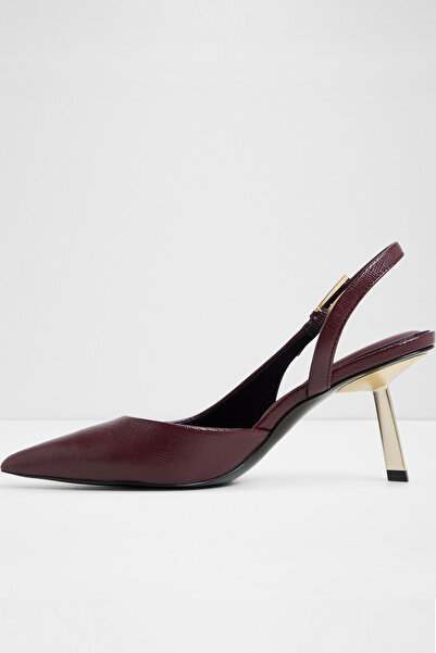 Aldo Jeanny - Women's Burgundy Thin Heeled Buckle Open Back Shoes