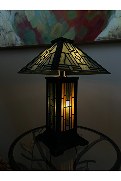 KOÇER AWM Aurora Vitray Desenli 3D Masa Lambası