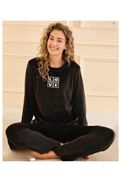 Mihra Γυναικείο Σετ Πιτζάμες Χειμερινό Βελούδινο Σετ Πιτζάμες 13166S - 1 Τεμάχιο