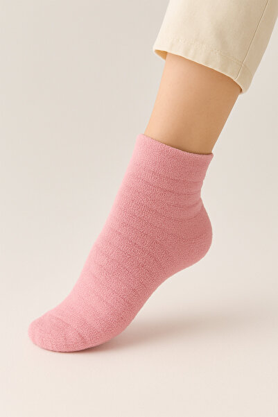 HRN Textile Winter 24-Piece Women's Striped Embossed Reverse Towel Short Socks Set