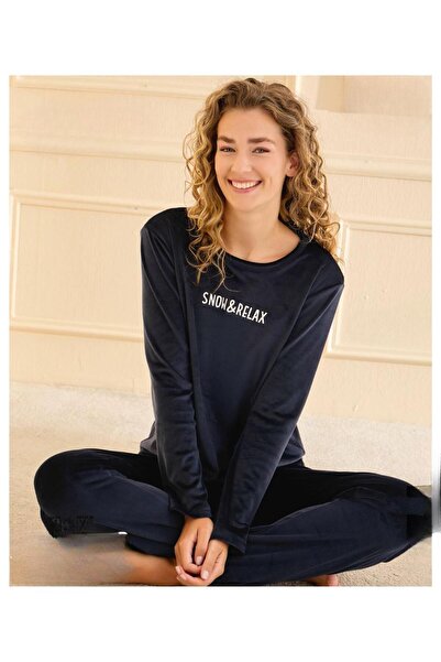 Mihra Γυναικείο Σετ Πιτζάμες Χειμερινό Βελούδινο Σετ Πιτζάμες 13164L - 1 Τεμάχιο