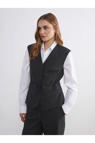 LC Waikiki V-Neck Striped Women's Classic Vest