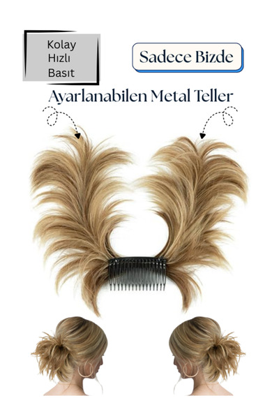 YARAT Kızıldan Küllü Sarıya Karışık Telli Tokalı Topuz 45/55 Gram Kolay Ayarl...