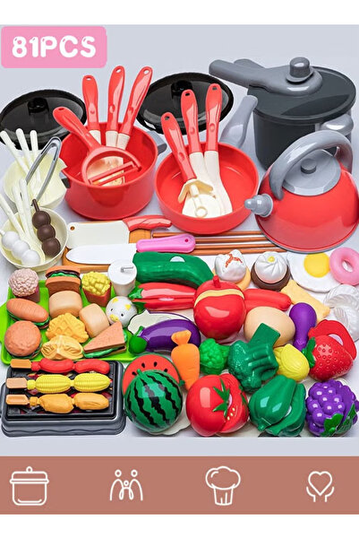 Generic 81-piece kitchen play set, vegetables and fruits children’s kitchen accessory set
