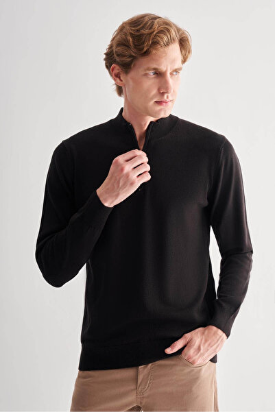 İmza Чорний чоловічий светр із застібкою-блискавкою та високим коміром 101225...