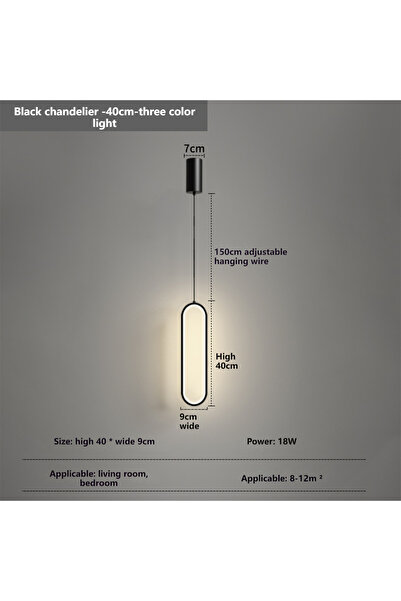 ONELİGHT Modern Bedroom Living Room Simple Long Line Chandelier, LED 3 Color Light Adjustable Chandelier