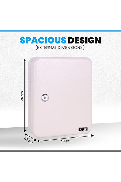 RUBIK 48-Key Metal Wall-Mounted Key Cabinet with Key Lock (White)