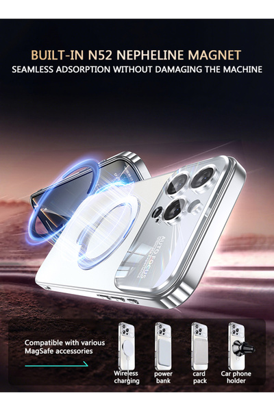 yaqeen iPhone 17 Pro Max case 360° rotating magnetic charge stand protective cover all-around protection