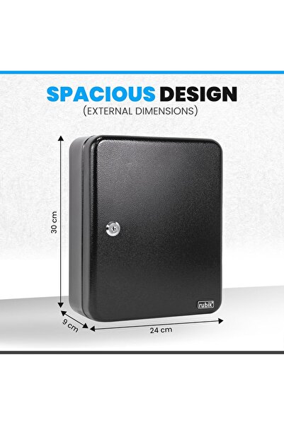 RUBIK 93-Keys Metal Key Cabinet Wall-Mounted Lock Box RBKS-93SKW (Black)