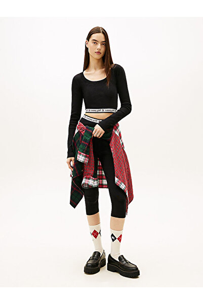 Tommy Hilfiger Tommy Girl Extra Slim Knit Cropped Long Sleeve Top