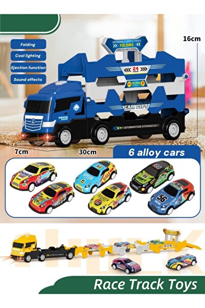 Generic Truck Car Toy Playset,Foldable Race Track,Truck Toys With Tracks Accessories(Blue Truck)