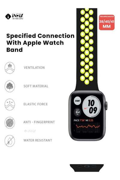 ineix Soft Silicone Sport Nike Edition Replacement Strap For Apple Watch 38,40,41 mm