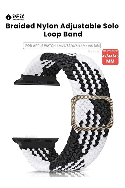 ineix Braided Nylon Adjustable Solo Loop Band For Apple Watch 42,44,45 mm