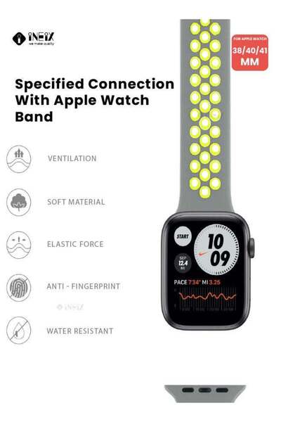 ineix Soft Silicone Sport Nike Edition Replacement Strap For Apple Watch 38,40,41 mm