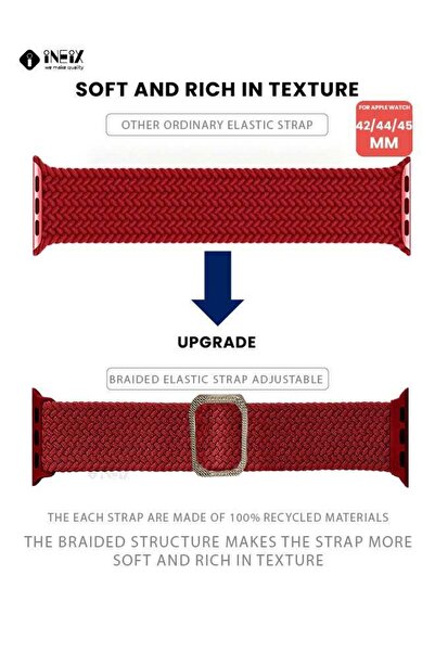 ineix Braided Nylon Adjustable Solo Loop Band For Apple Watch 42,44,45 mm