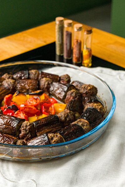 Borart Antrasit Plastik Kapaklı Büyük Sade Yuvarlak Tepsi