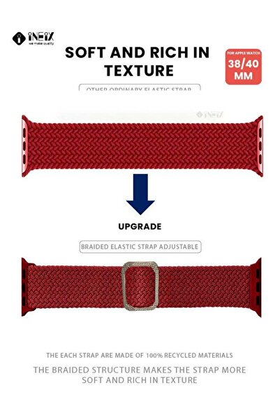 ineix Braided Nylon Adjustable Solo Loop Band For Apple Watch 38,40,41 mm