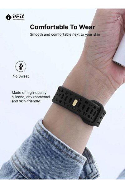 ineix Letter Design Soft Silicon Band for Apple watch 42,44,45,49mm