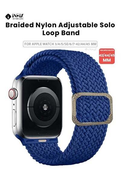 ineix سوار من النايلون المضفر قابل للتعديل بحلقة فردية لساعة أبل 42،44،45 مم
