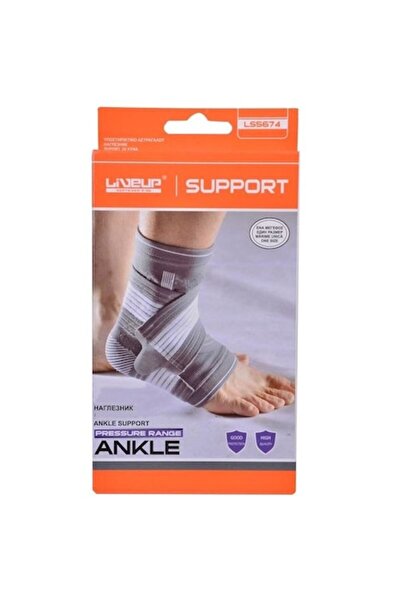 Liveup Elastic Ankle Brace, Rubber/Polyester/Nylon, Velcro Closure, Gray