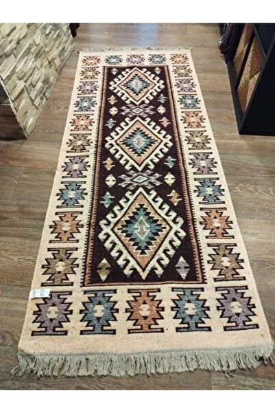 OEM Traditional rug, size 80 x 200 cm, brown and cream 003