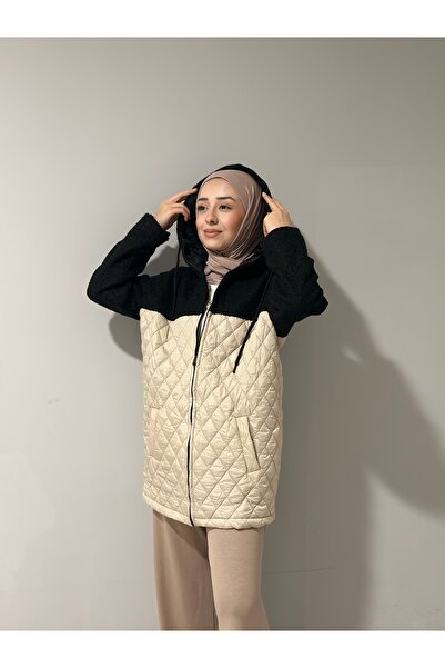 moda çağdaş με κουκούλα Ημίσειρα Πελούς Καπιτονέ μπουφάν