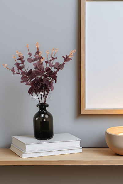 Yapay Çiçek Deposu Yapay Çiçek 16 Dallı Okaliptus 50 cm Mürdüm