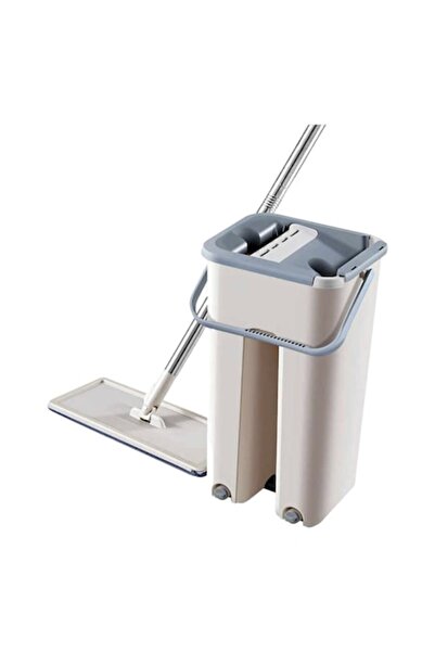 OEM Cleaning set: 7.5 L bucket with side drain and 2 mop refills, white/grey