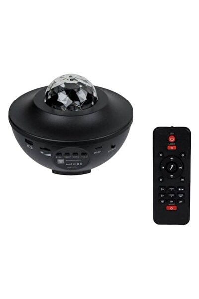 YUPY Proiector LED de cameră cu difuzor, Bluetooth/USB și telecomandă, negru,...