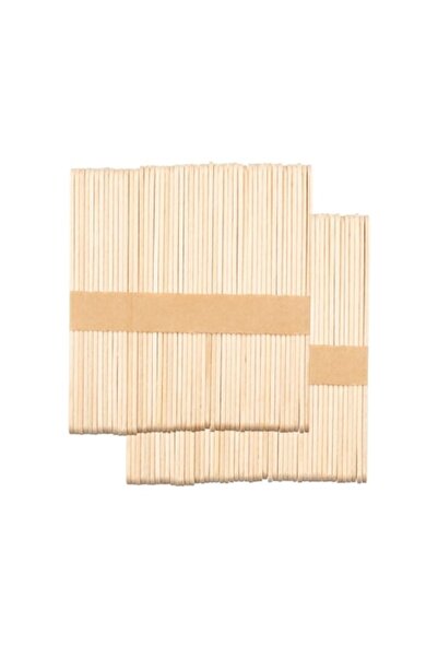 ACTIVESHOP Set de 100 spatule de ceară, Lemn, 114x10x2mm, Bej