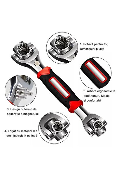 DPTER Universal Multifunctional Wrench 52-in-1, High Precision, Magnetic Suction, 360° Rotation, 45° Ang