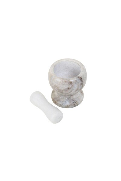Zilan Marble mortar and pestle, diameter 10 cm, height 10.5 cm, White