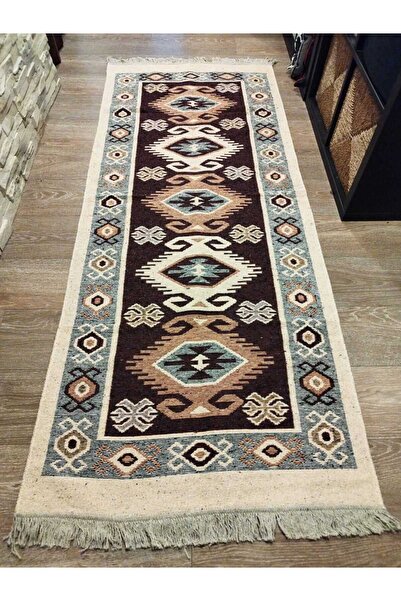 OEM Traditional rug, 80 x 200 cm, brown and cream 002