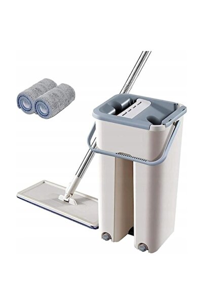stuffix Mop set with replacements, Microfiber, White/Grey