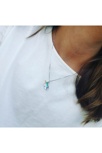 iNGRiKO Children's silver chain with unicorn pendant