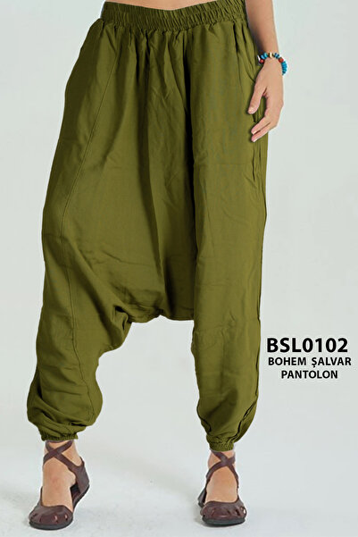 Viemor Bohem Tarz Viskon Şalvar Pantlon Standart Beden (Cepli) BSL0102-8602