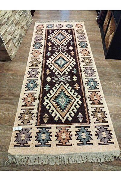 OEM Traditional rug, size 80 x 200 cm, brown and cream 003