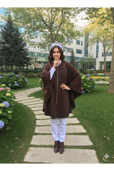 GigiTex Brown Fleece Poncho Length 90 cm Standard Size (36--60)