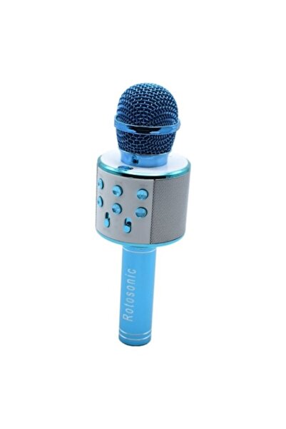 AisHa StoRe OnliNe Microfon karaoke Rotosonic W-858 albastru cu difuzor încor...