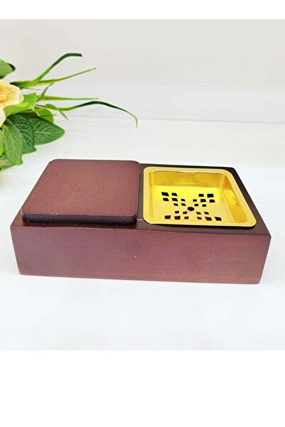 Generic مبخرة بخور - مبخرة خشبية مع غطاء ووعاء تخزين